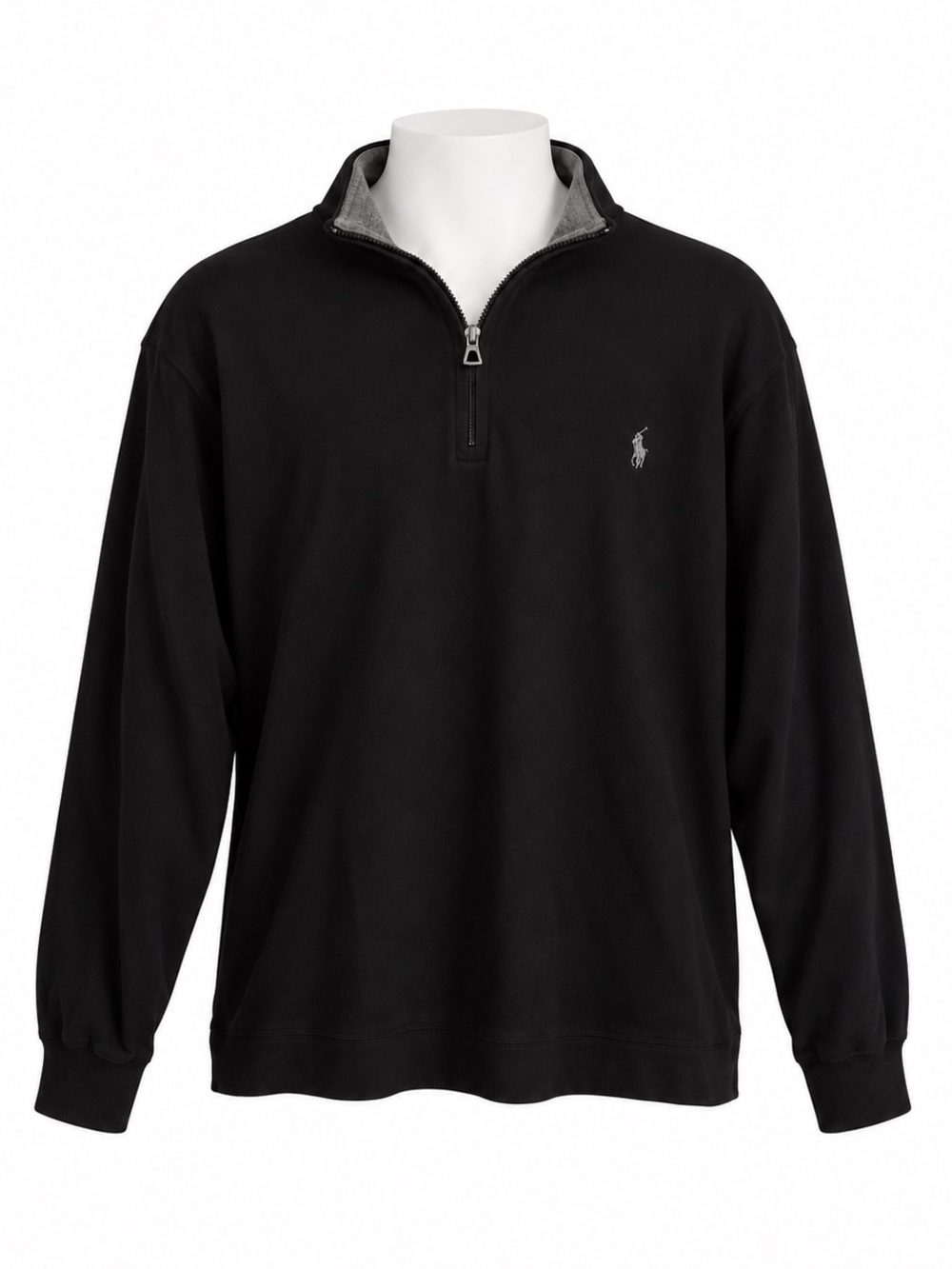 Size XXL Polo Ralph Lauren Men’s Black Quarter Zip Pullover Gray Pony Logo